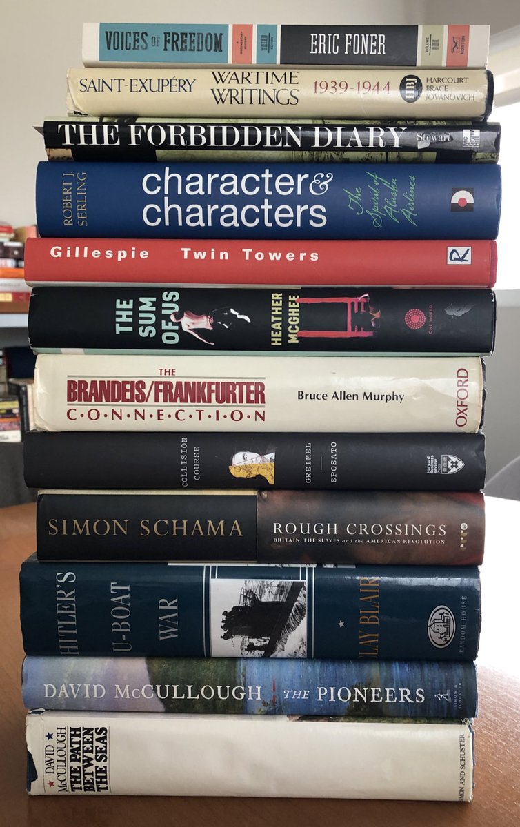 Now that courses are done for the semester, I’m compiling the books I want to read before fall semester begins. These have all recently been acquired at a library book sale. #nonfiction