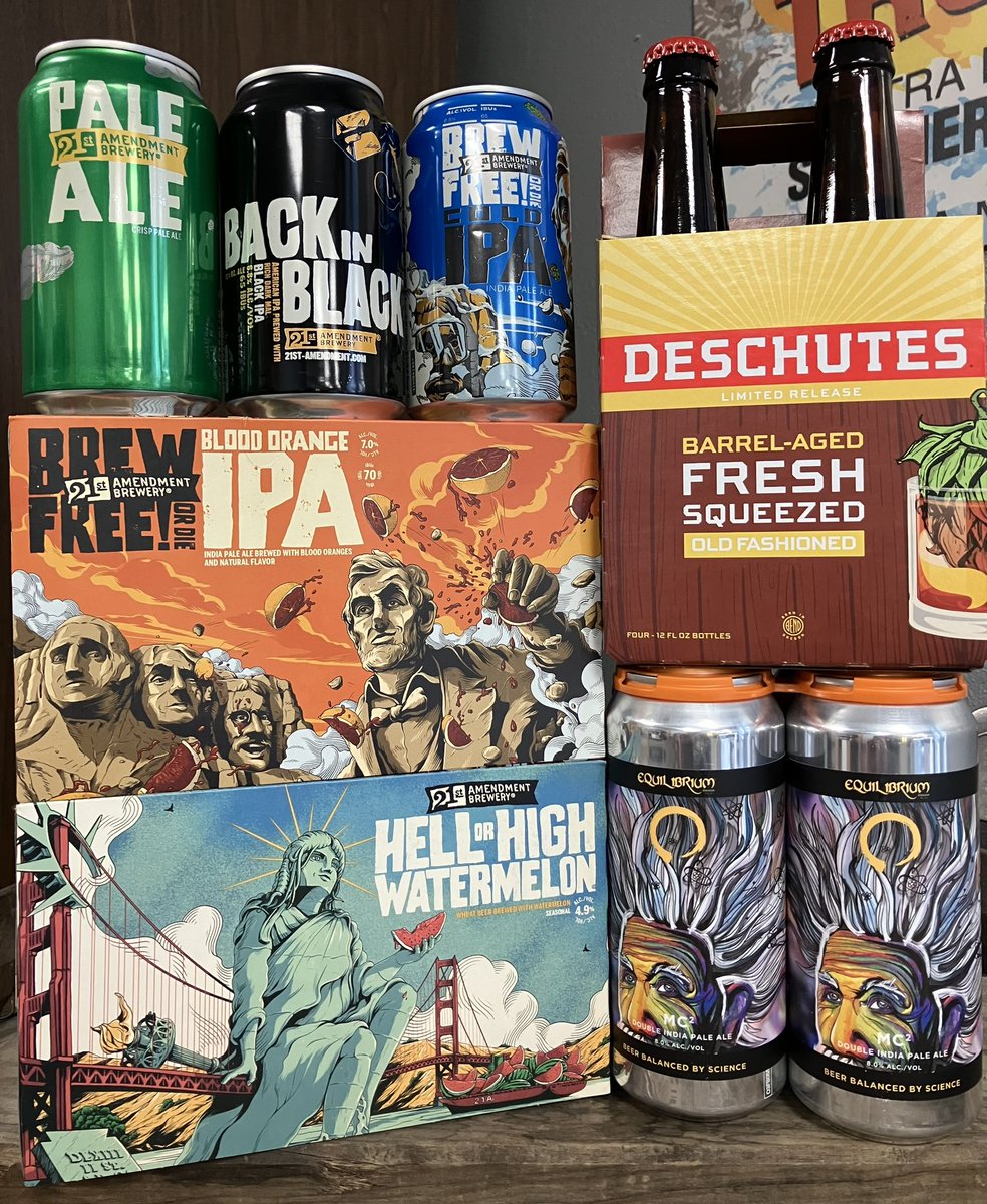 Keep that weekend rolling w/ MC2 #neipa from @eqbrewery back in the coolers and some new arrivals from from @21stamendment #brewfreeordie #bloodorange #cold #backinblack #pale and @deschutesbrewery #barrelaged #oldfashioned 🍻 #sundayfunday #missoula #beerstore #Bottleshop
