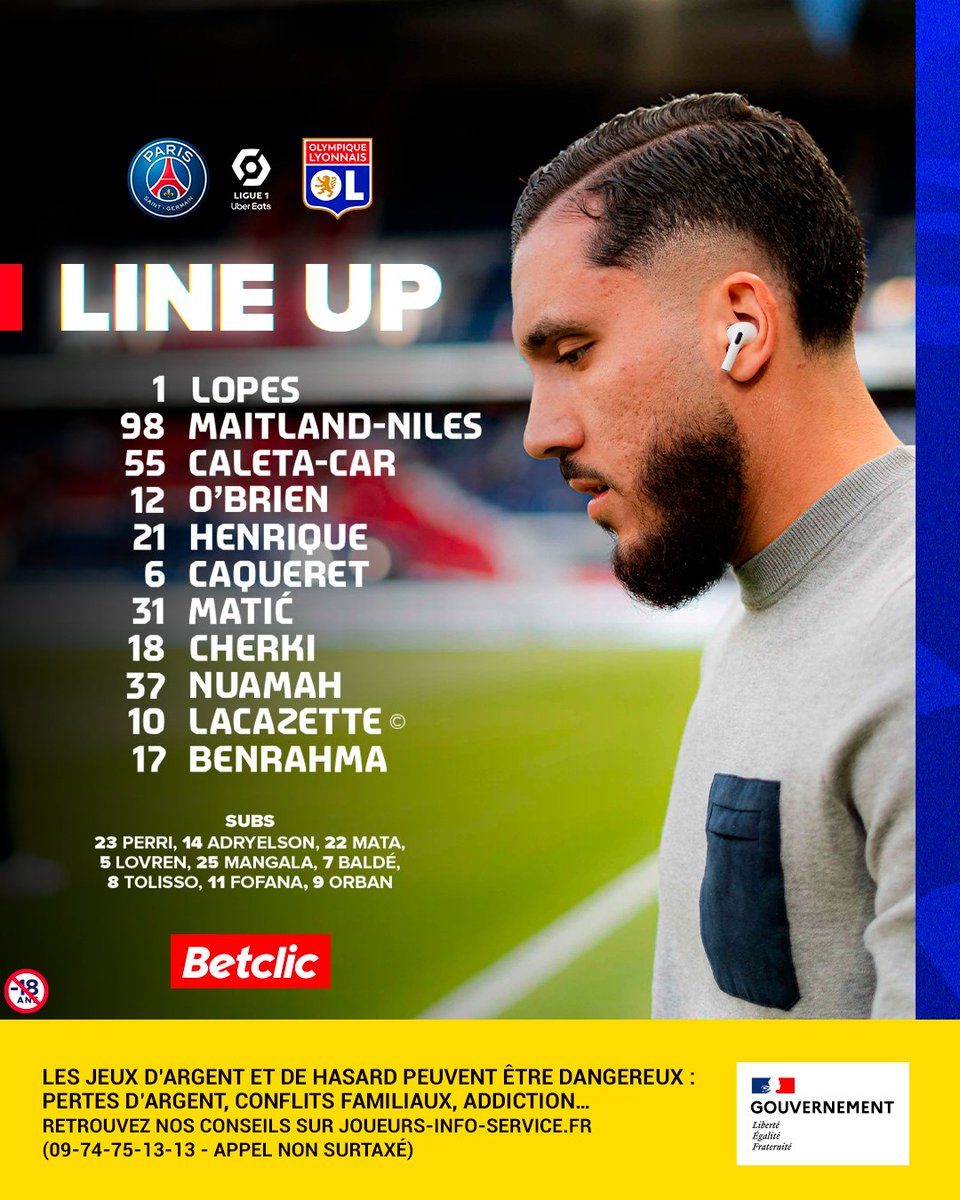 🚨 Notre 11 de départ pour ce #PSGOL 🔴🔵