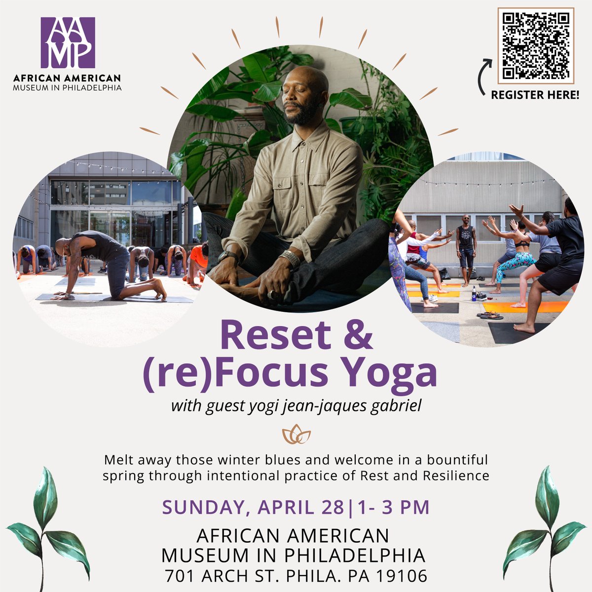 On Sunday, April 28, just ahead of Mental Health Awareness Month 🧠, join us for an invigorating yoga experience led by acclaimed instructor jean-jaques gabriel . Reserve your spot today! #Yoga #ThingstoDoinPhilly