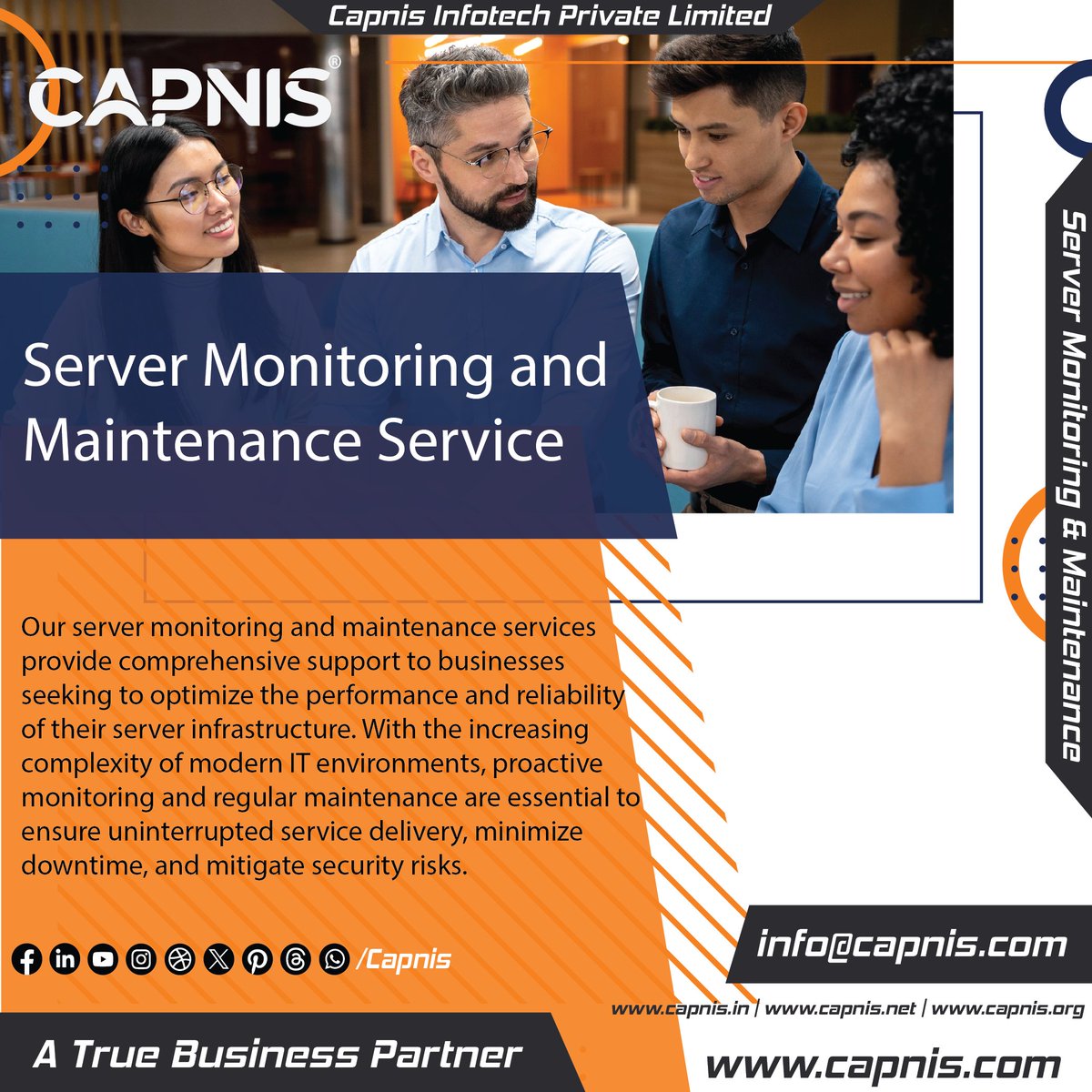 At Capnis Infotech Private Limited, our server monitoring and maintenance services offer:

capnis.com/managed-servic…

#Capnis #CapnisInfotech #ServerCare #PerformanceBoost #SecureServe #DataGuard