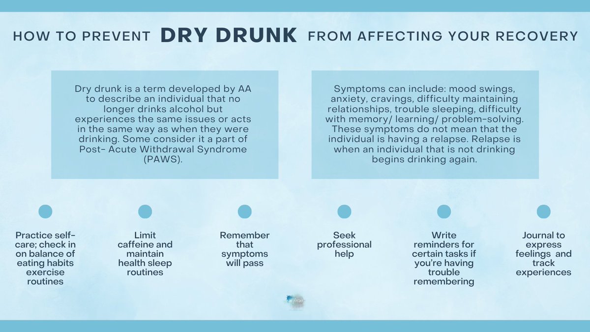Check out some information explaining dry drunk and how to ensure it does not affect you or your loved one's recovery.

#DryDrunk #Recovery #AddictionRecovery #HarmReduction #SubstanceAbuse #Addiction #Alcohol #Sobriety #AddictionTherapy #InFocusCounseling