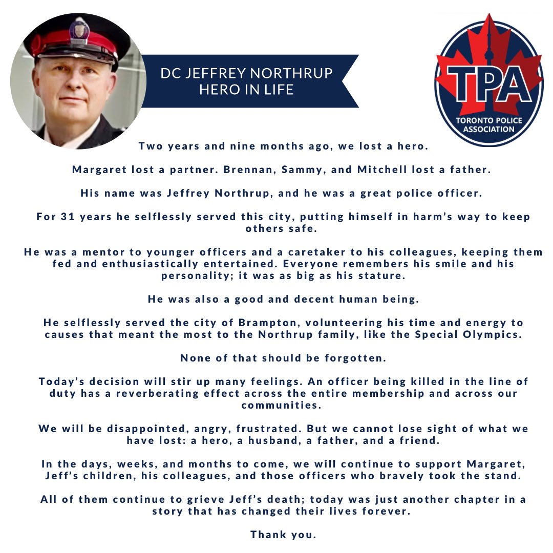 Here is the statement made by TPA President @TPAReid in response to the not guilty verdict delivered in the Umar Zameer trial.