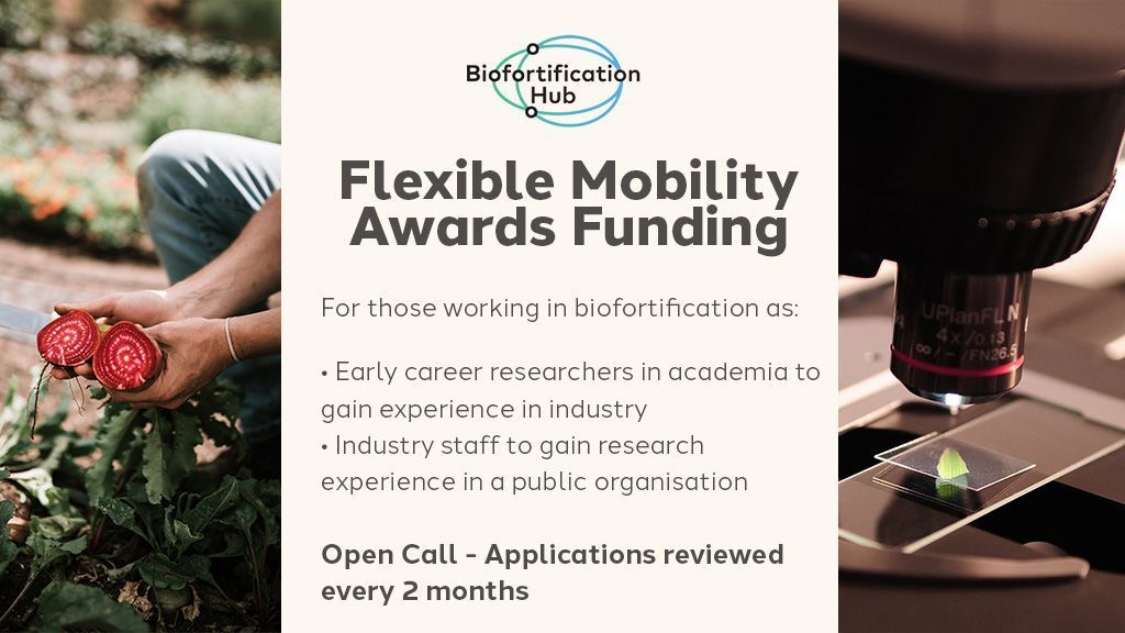Are you an early career researcher interested in biofortification and getting some industry experience?🌿

Check out Flexible Mobility Awards at the #BiofortficiationHub 
➡️ buff.ly/43QB1Vy 

@JohnInnesCentre
