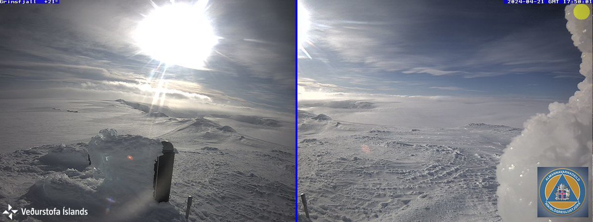 As you can see, when you look over the Grimsvötn/#Bardarbunga snowy landscape you see... nothing. Not even the frozen snow arch has fallen off.