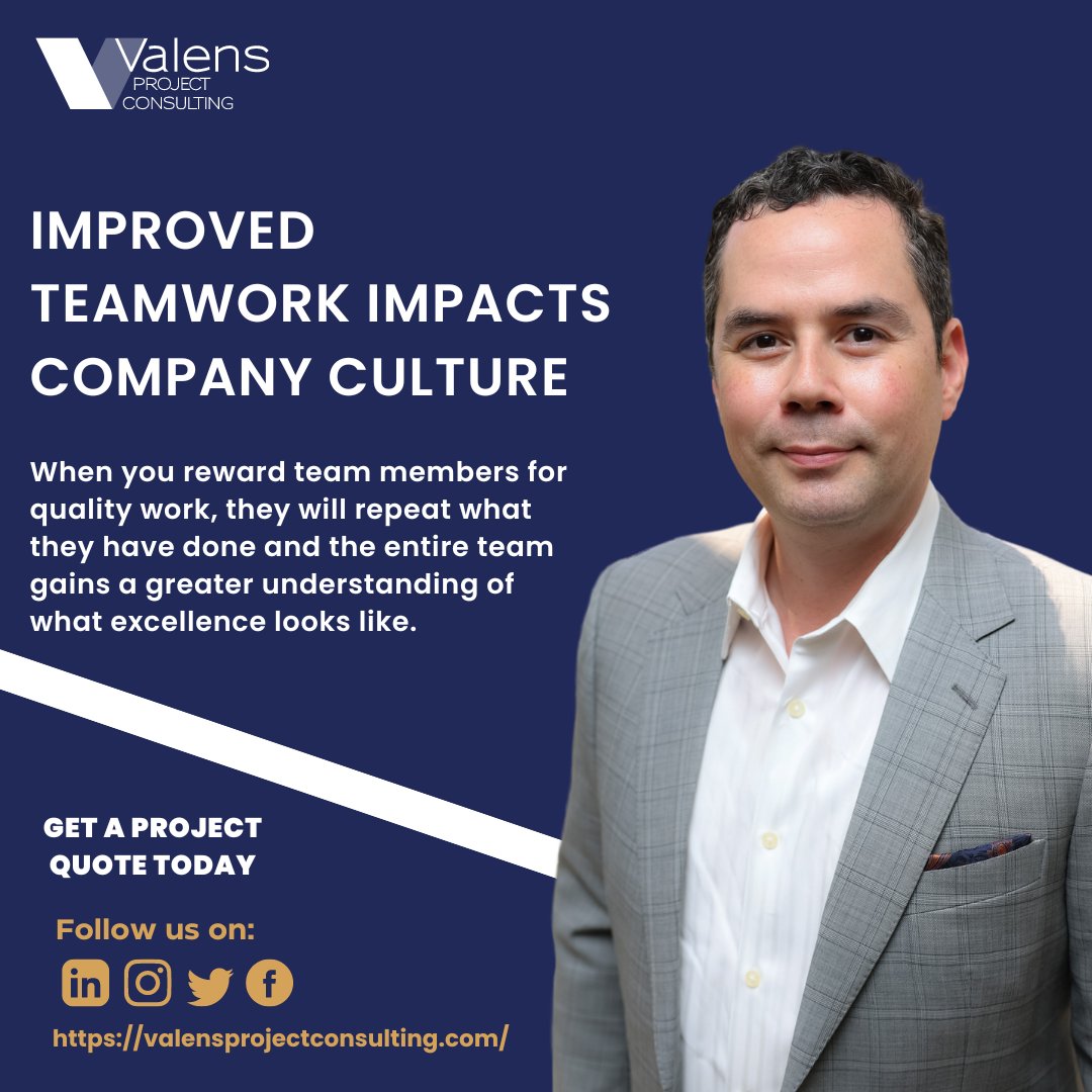Let's work together to build a culture where teamwork is rewarded and excellence is expected.

Claim your free assessment today and we'll help you do that:

valensprojectconsulting.com/freeassessment 

#projectmanagement #continuousimprovement #processimprovement