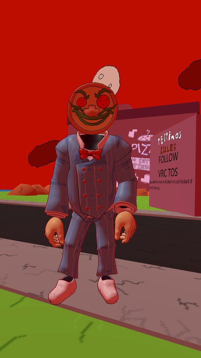 JustLoudNost's tweet photo. fukin made this using some of @VibaPop models thought it was funny and kinda came out like really swag tbh #pizzatower #VRChat https://t.co/vg7wZdykEU