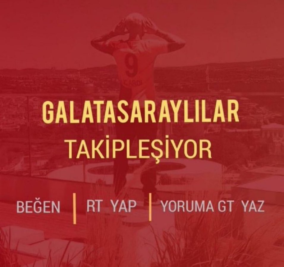 Galatasaray pendikspor galibiyeti şerefineee YORUMA GT YAZ BU TWEETİ RT YAP BİRLİK OLUYORUZZ
#GslilerTakipleşiyor
#GalatasaraylılarTakipleşiyor