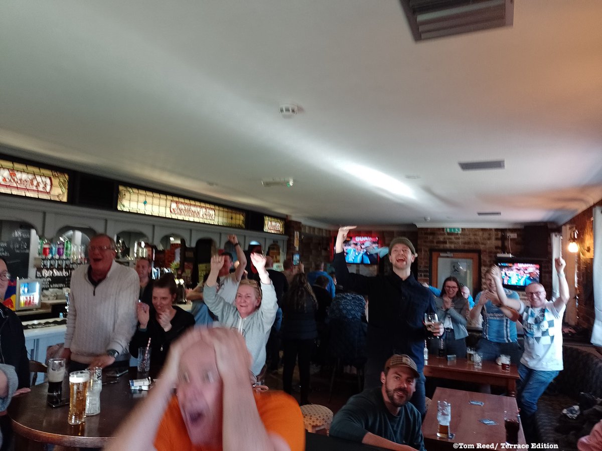 The football version of Edvard Munch's 'The Scream' The moment that Coventry City's appearance in the FA Cup Final was ruled out for VAR offside. A local Coventry pub. Photo ©tomreedwriting #pusb