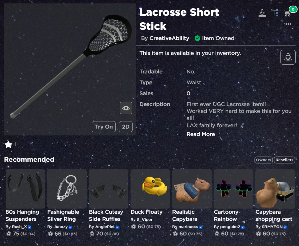 CreativeDummys's tweet photo. #Lacrosse #Roblox #RobloxUGC #UGC #ugccreators #ugccontentcreator #RobloxDev 
First ever Lacrosse UGC items are now up!
Took awhile to make the netting but the outcome a amazing! Hope you all like it!

https://t.co/zggVXn5Ke6
https://t.co/W6FJhc7hhH https://t.co/lPeelz4ICL
