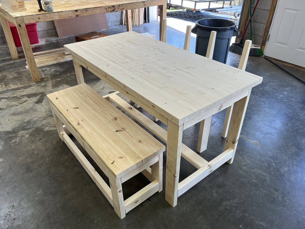 The start . #wood #table #bench #chairs #dewalt #minwax #polyurethane #money #love #right #open #your #eyes #work #harder #no #one #cares #airport #instagram #facebook #music #pleasantviewtn #tn #ky #nashvilletennessee #nashville #usa #suunto #garmin