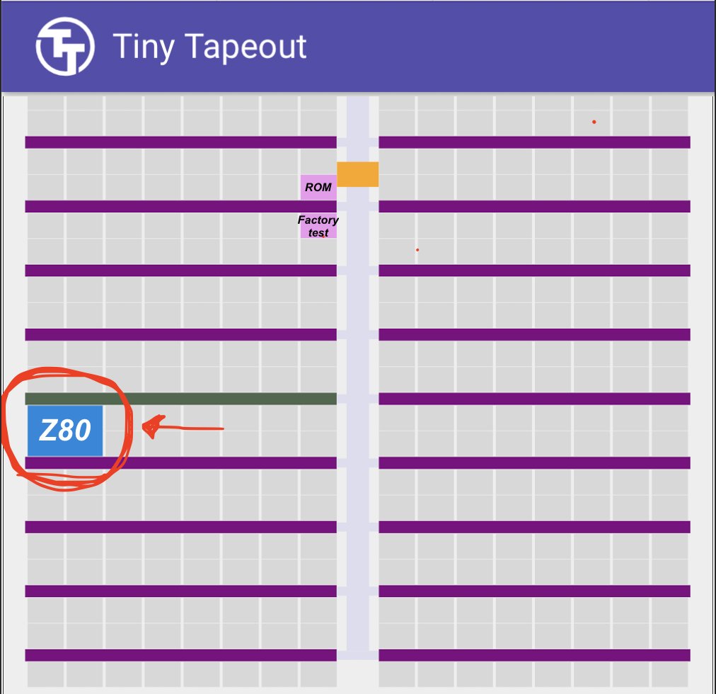 How it started? It is announced that Zilog Z80 is discontinued. How it is going? #TinyTapeout 07 opens with Z80 clone. CMOS 130nm process. Goes to tapeout with ChipIgnite Shuttle CI 2406 in June. app.tinytapeout.com/shuttles/tt07