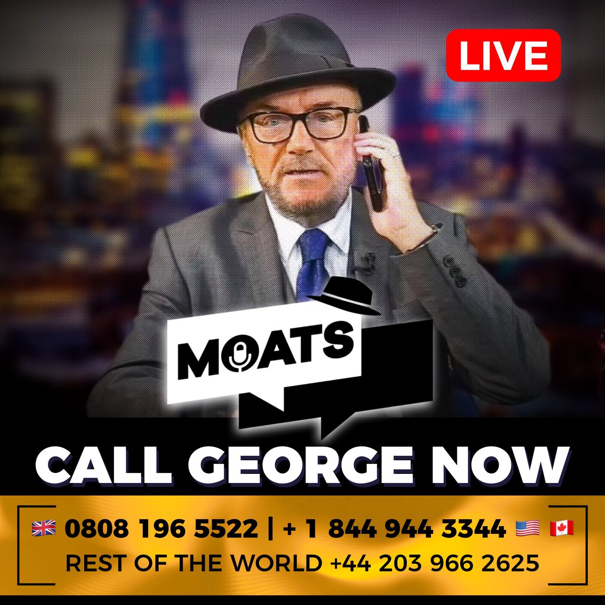 🚨🚨#LIVE The Mother Of All Talk Shows is ON AIR now! Call #MOATS TOLL FREE worldwide! 🇬🇧 🇮🇪 0808 196 5522 🇺🇸 🇨🇦 +1 844 944 3344 🌎 +44 203 966 2625 🟥 youtube.com/live/RLkm00kEo… 🟩 rumble.com/v4qdvb3-moats-…