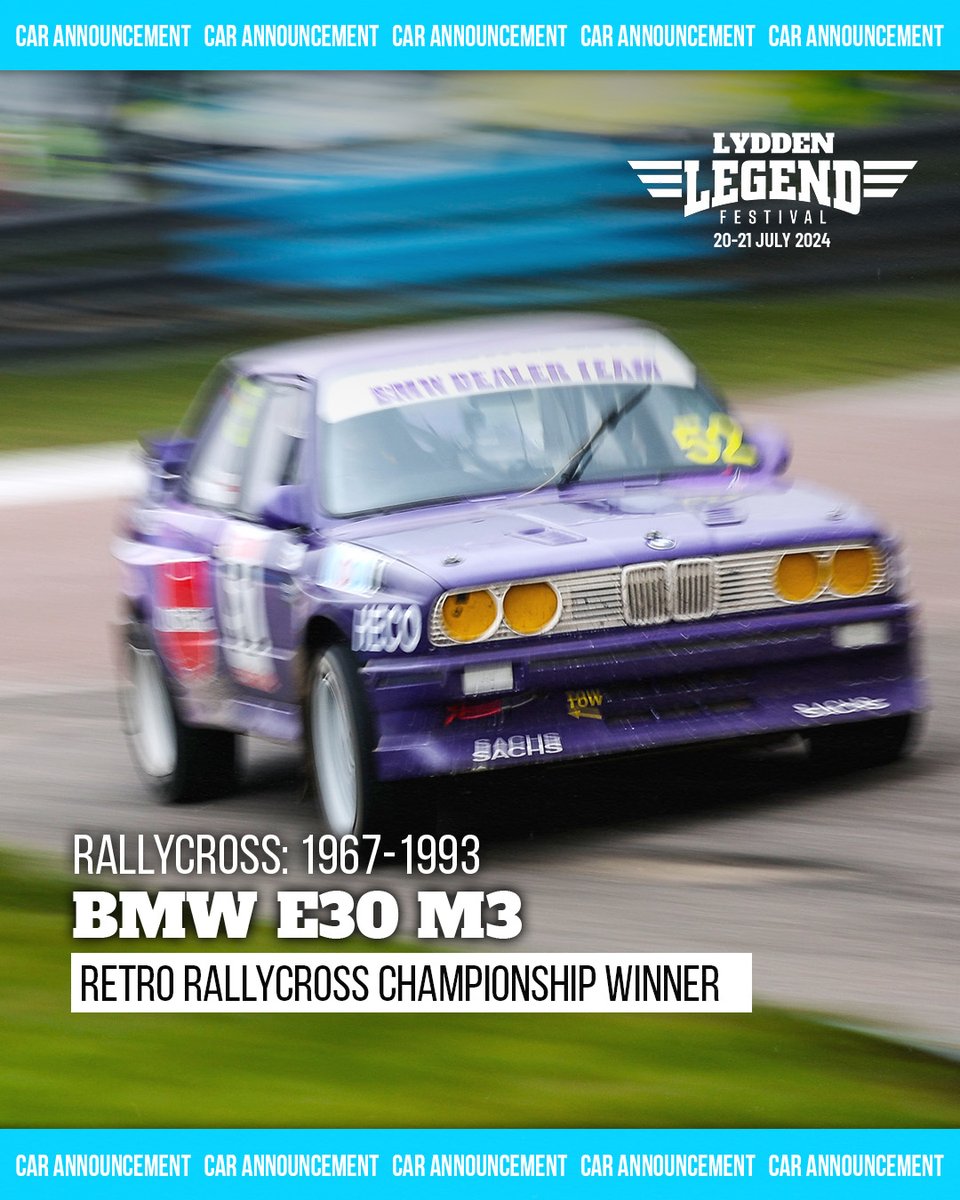 🏁 Car Announcement 🏁 It’s another Retro Rallycross Championship Winner! Catch Gary Simpson and his BMW E30 M3 at Lydden Legend this July. Simpson took the 2019 Retro Rallycorss title, before recently running a replica livery based on Bengt Ekström’s machine. #LyddenLegend