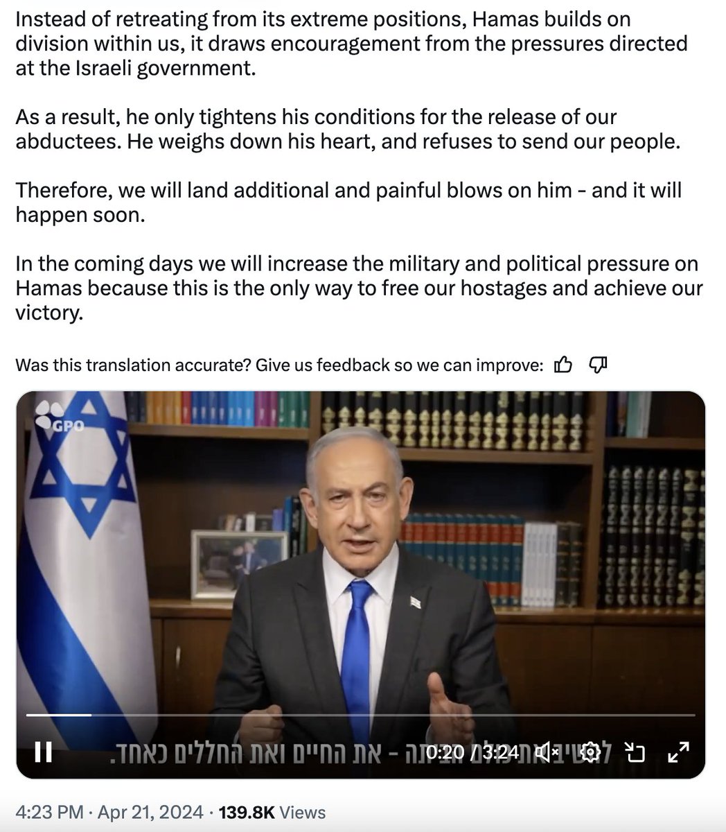 Netanyahu has just announced the intensification of the genocide in Gaza in the coming days. x.com/netanyahu/stat…