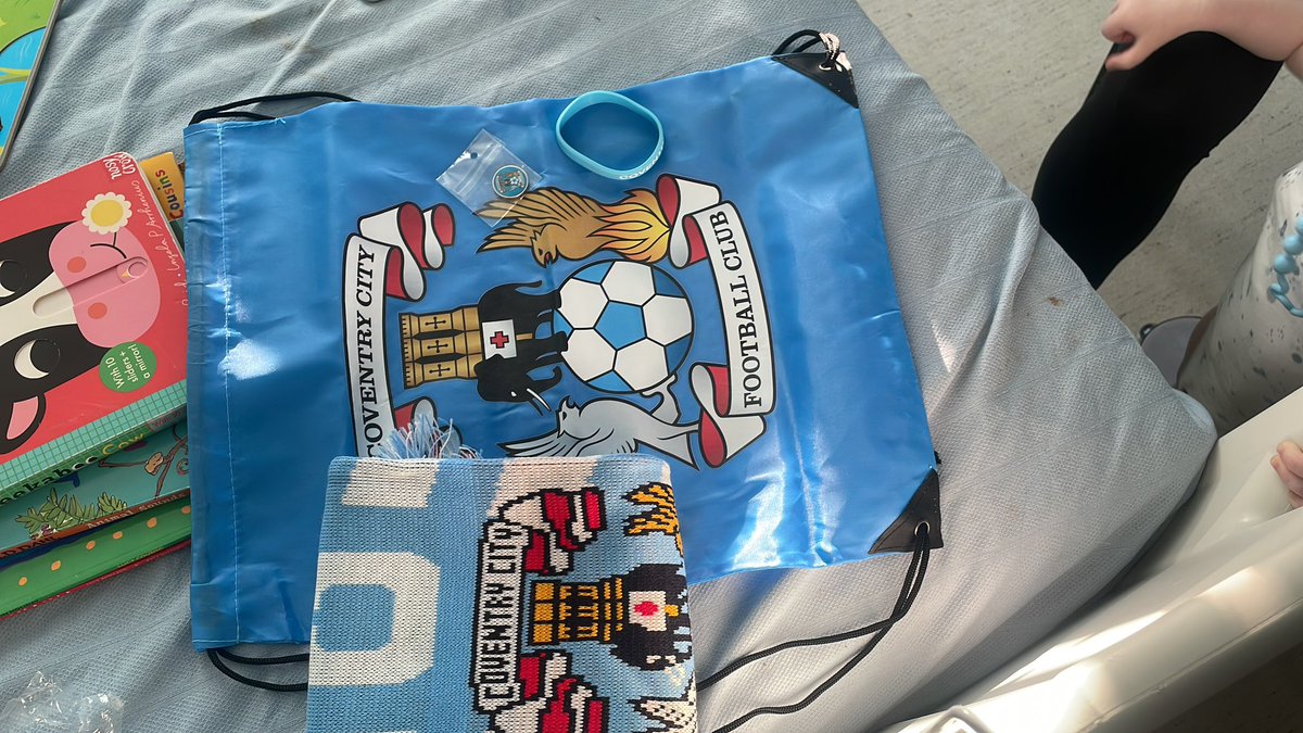 Callumregan94's tweet photo. No Wembley today, a week of in and out of hospital from Coventry to Great Ormond street back to Coventry for the weekend. Can’t begin to say how proud I am watching @Coventry_City with my little boy today Thanks to walsgrave hospital for the gifts after hearing the noise all game https://t.co/7uqHxt65E0