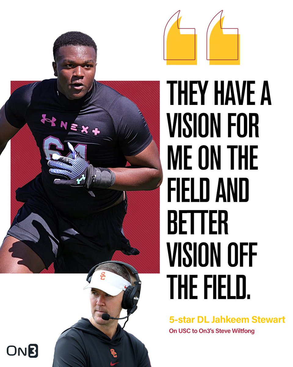 2026 No. 1 overall prospect Jahkeem Stewart visited USC over the weekend and tells @SWiltfong_ he loves the vision they have for him✌️ Read: on3.com/news/jahkeem-s…