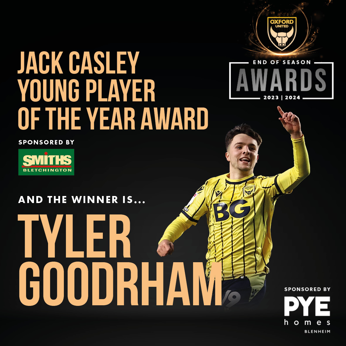 OUFCOfficial's tweet photo. Your Jack Casley Young Player of the Season Award, sponsored by Smiths Bletchington...

Tyler Goodrham 🌟

#OUFC https://t.co/d5rkVcBIKF