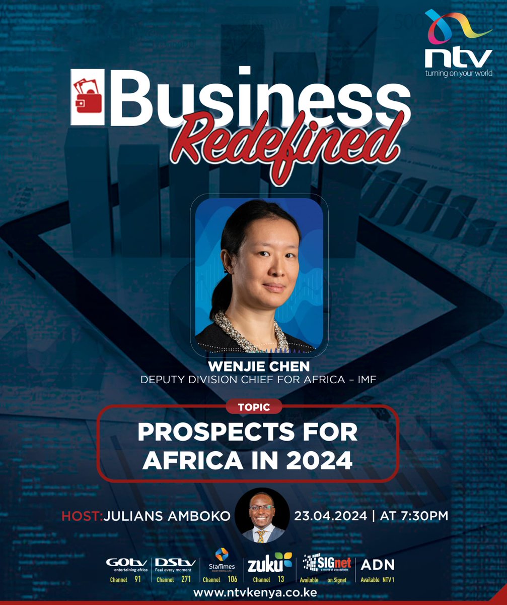 This week on @ntvkenya's #BusinessRedefined, prospects for Africa's economy in 2024: 1. Debt distress, global market access & looming risks from tensions in the Middle East 2. East Africa as an outperformer (200.0bps above SSA), what are the drivers? 3. Inflation, foreign