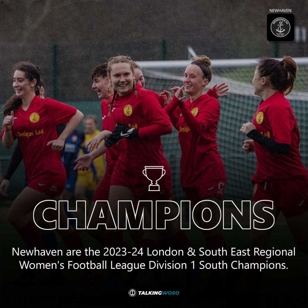 CHAMPIONS! Newhaven are the 2023-24 London & South East Regional Women's Football League Division One South champions. Promotion to the fifth tier secured! Congratulations on a wonderful season @NewhavenLadies. 📸 Rqu_photography