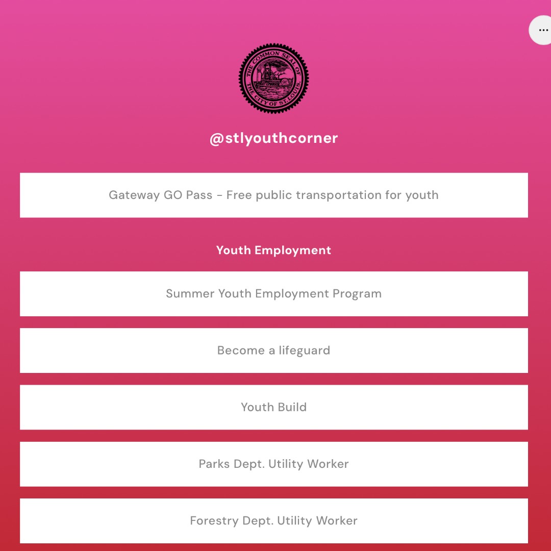 The City put together a linktree to house important information for our young residents — check it out at linktr.ee/stlyouthcorner ❗