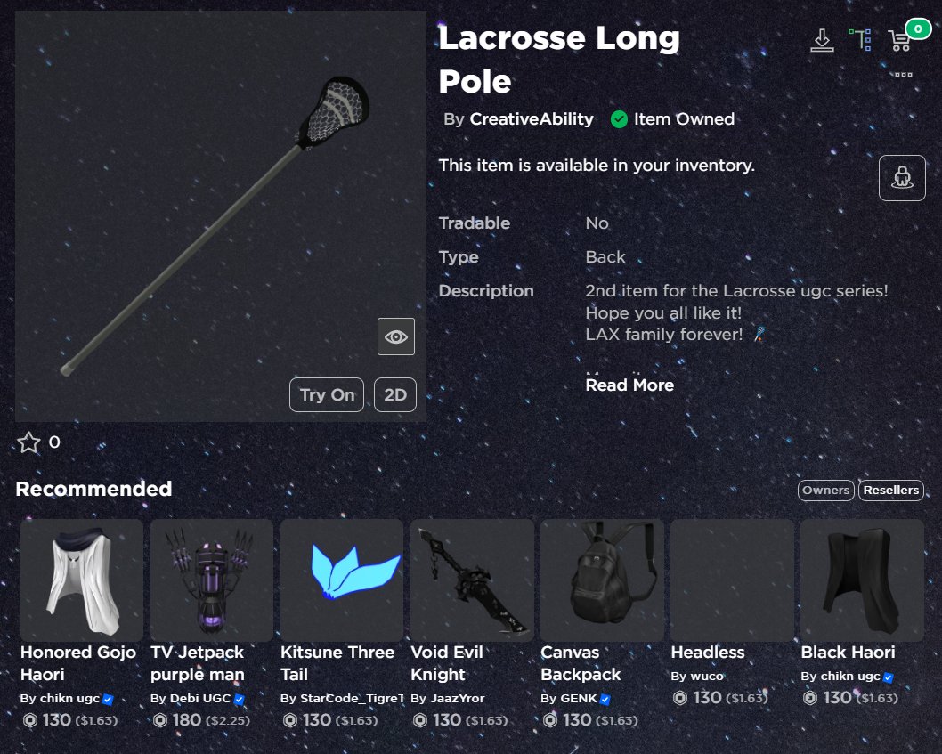 CreativeDummys's tweet photo. #Lacrosse #Roblox #RobloxUGC #UGC #ugccreators #ugccontentcreator #RobloxDev 
First ever Lacrosse UGC items are now up!
Took awhile to make the netting but the outcome a amazing! Hope you all like it!

https://t.co/zggVXn5Ke6
https://t.co/W6FJhc7hhH https://t.co/lPeelz4ICL