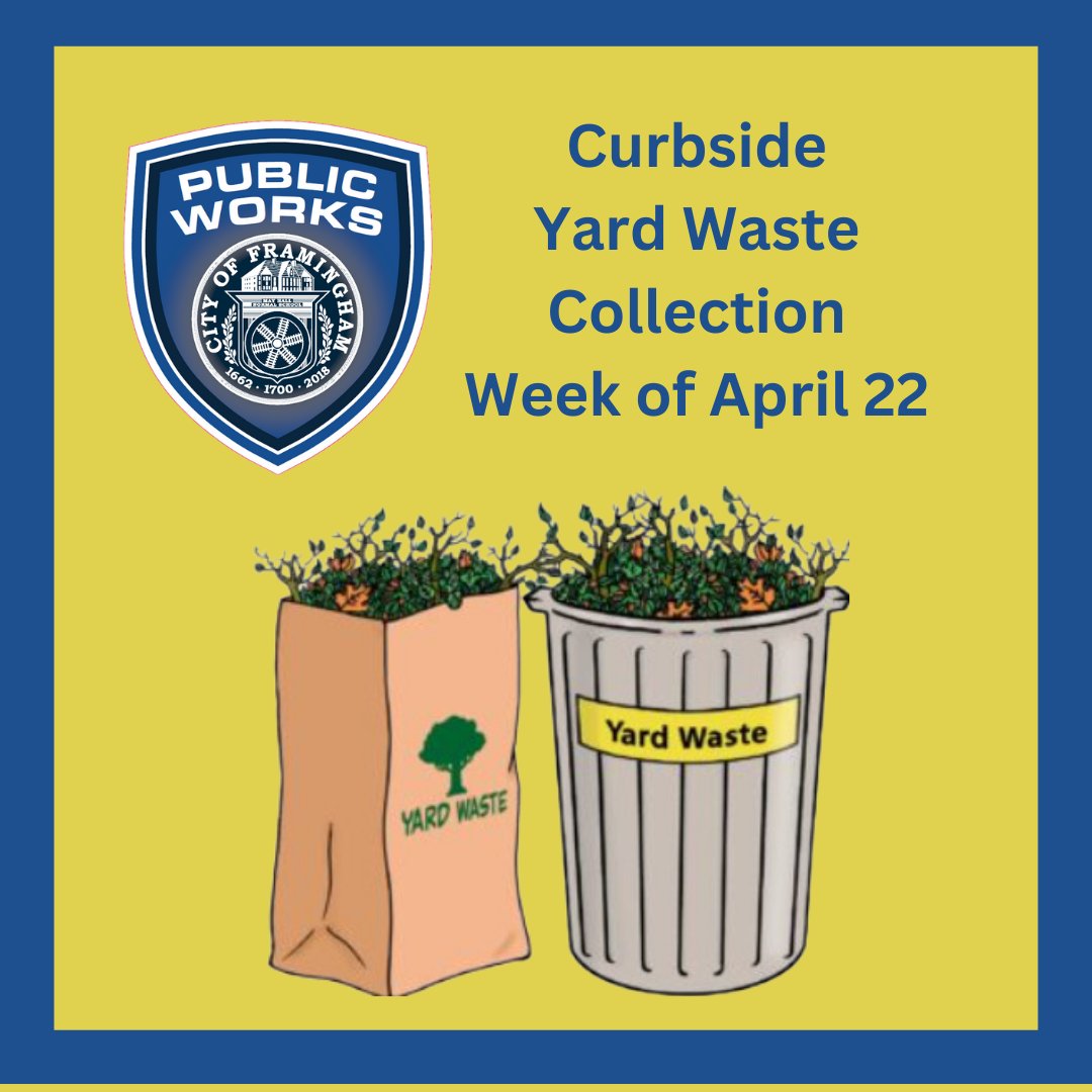 City of #Framingham to conduct curbside yard waste on trash day this week Link: framinghamma.gov/CivicAlerts.as… @DPWFramingham