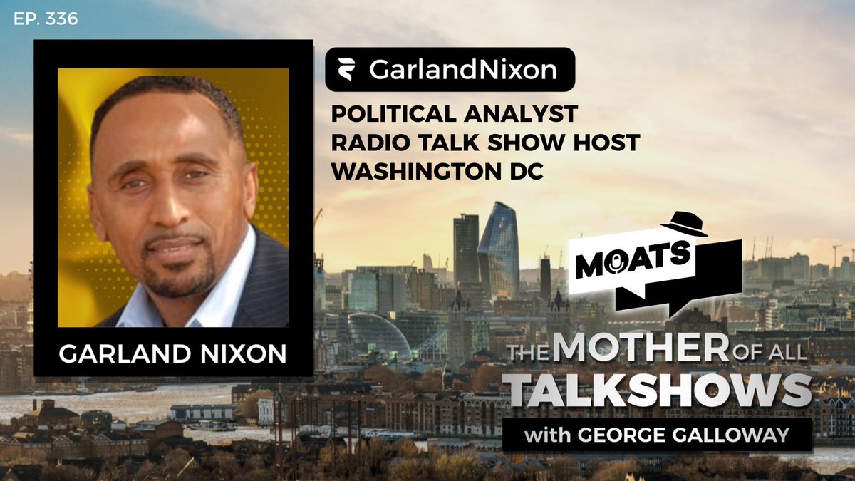 Coming up after the break … @GarlandNixon will join me on The Mother of All Talk Shows on #Iran #Palestine #US #WestBank #Israel #Genocide 🎙 #MOATS SUNDAY 🇬🇧 7pm BST LONDON 🇺🇸 11am PDT | 2pm EDT 🟥 youtube.com/live/RLkm00kEo… 🟩 rumble.com/v4qdvb3-moats-…