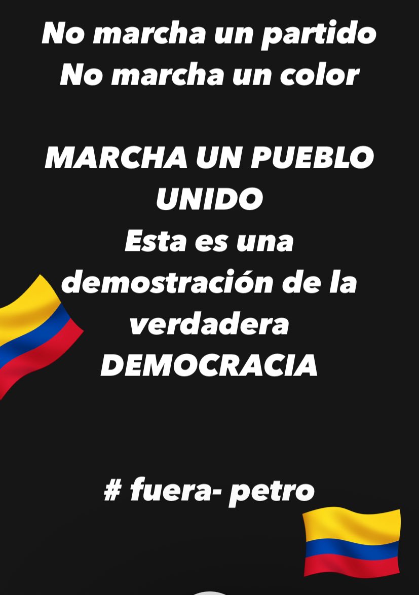 LinduraColombi's tweet photo. Cuando un pueblo unido grita…. La DEMOCRACIA se hace VIVA!
#fuerapetro #NoMasPetro #PetroBastaYa #PetroEsUnFracaso #democracia #colombia #federicoGutierrez #alejandrochar #carlosfernandoGalan #marchaportusalud
#marchaportupension
#marchaportupais https://t.co/kHJYawKXQf