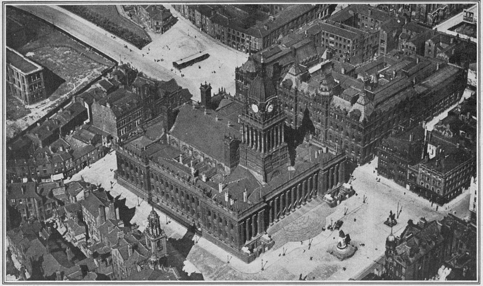 Leeds Town Hall taken from an aeroplane, 1922.