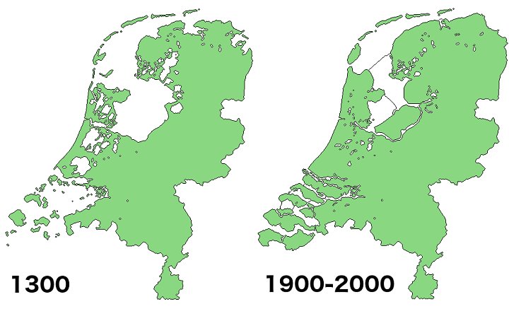 The Netherlands in 1300 vs The Netherlands today