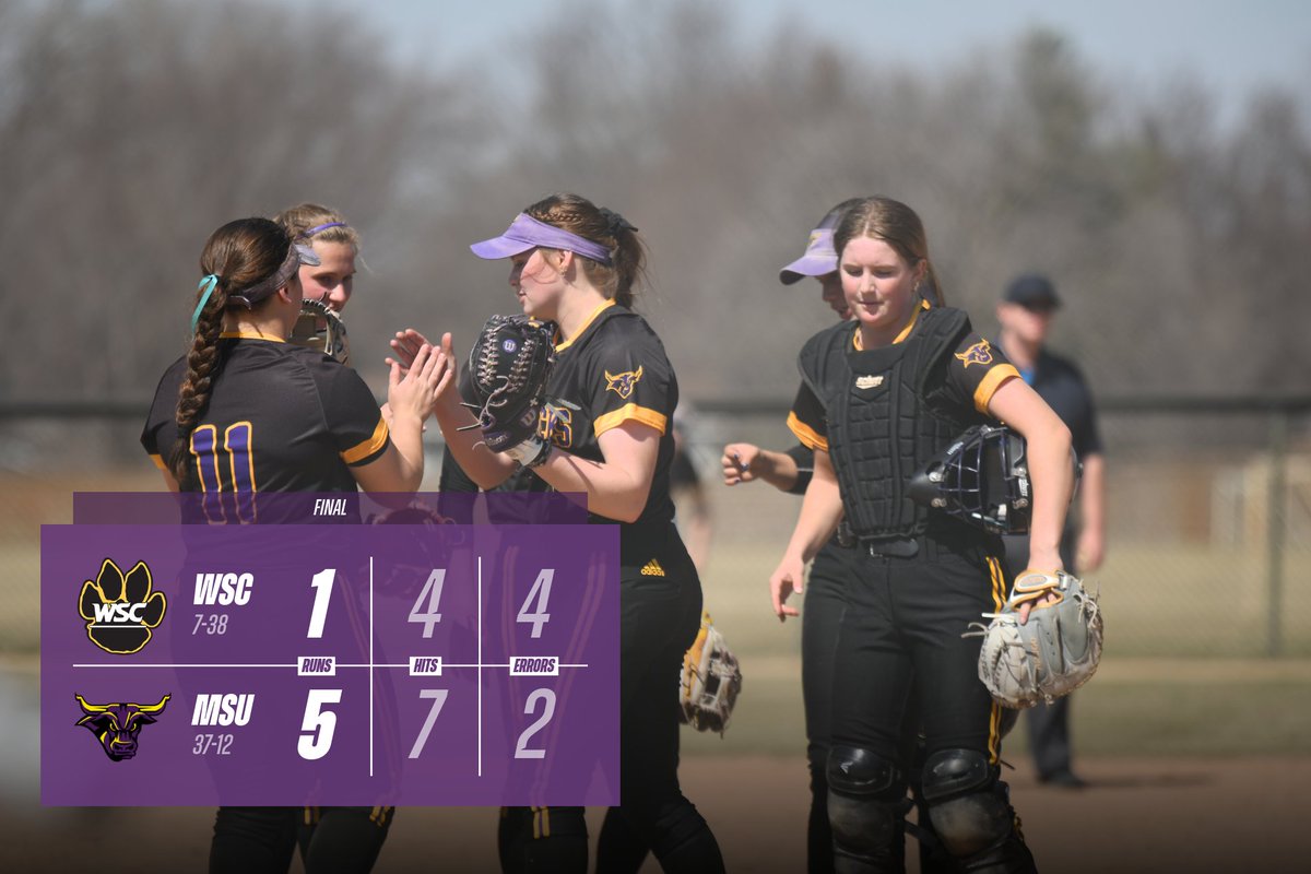 Final | Minnesota State takes game 1, 5-1. Kessler finished with three RBI in the game. Game 2 starting shortly! #RollMavs 🥎💜