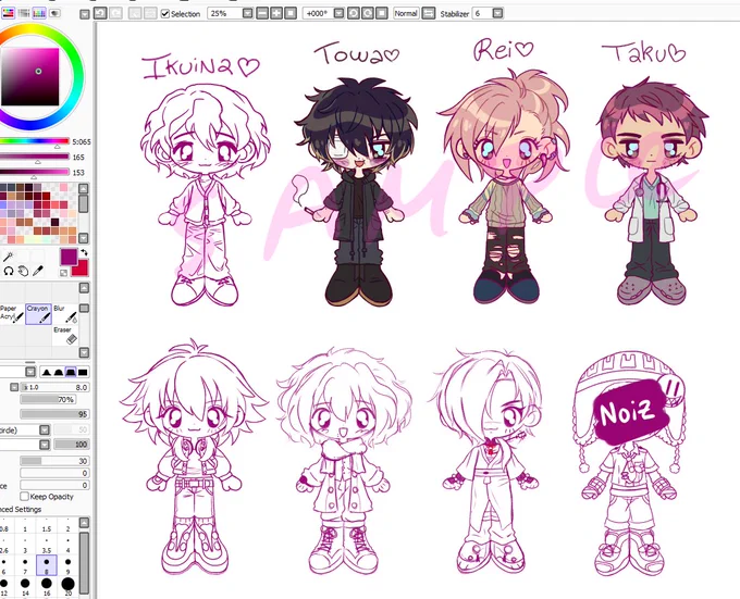 OK SO!!! I have these guys so far for the slow damage and dmmd keychains.Should i draw more charas??? if yes which ones? idk if i wanna draw /ALL/ of them so pls lmk your faves!! (sorry noiz is censored bc he looks bad HSDJSHFJGK i'll redo him later) 