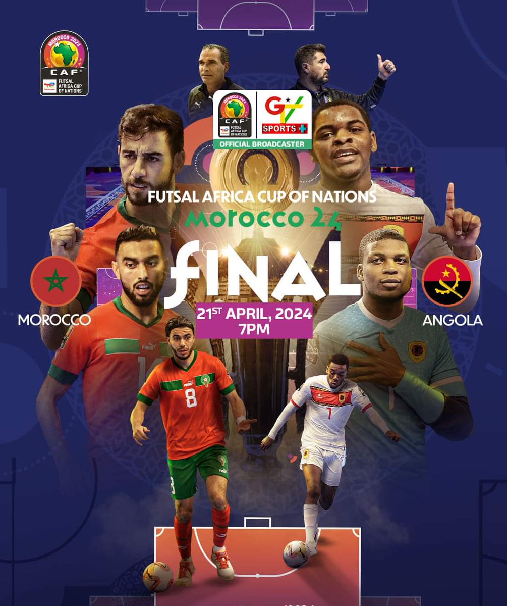 FUTSAL AFCON FINAL: Hosts Morocco will take on Angola in a crunch game at 7PM 

Tune in 📺