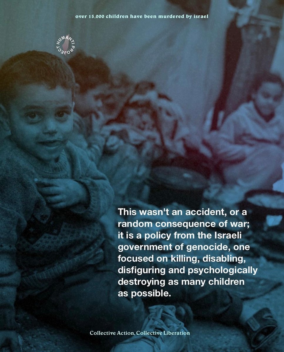 i genuinely don't understand how anyone can still support israel. this is not about 'picking sides in a conflict' this is about being a HUMAN BEING. 15,000 CHILDREN HAVE BEEN MURDERED.