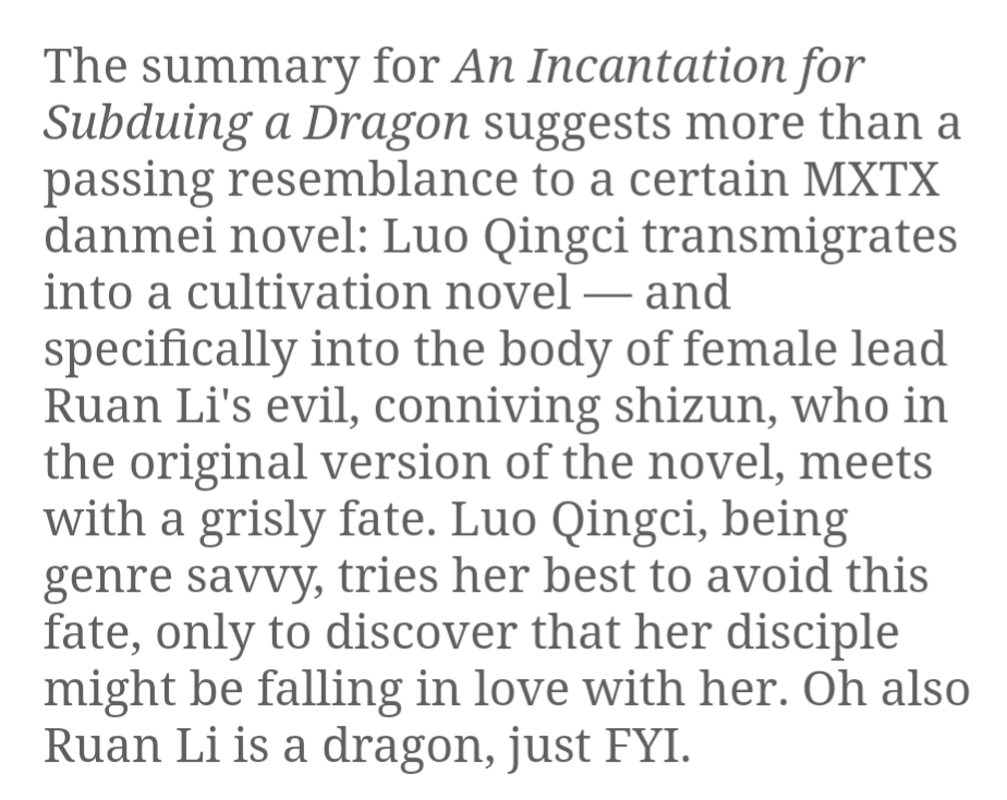 DouQi7s's tweet photo. Xianxia baihe fans! Someone has started fan translating An Incantation for Subduing a Dragon by Shi Wei Yue Shang, which features a (dragon) disciple/shizun romance with transmigration!

🔗 read here: https://t.co/tonvEJDbWb https://t.co/M2y8m76AuV