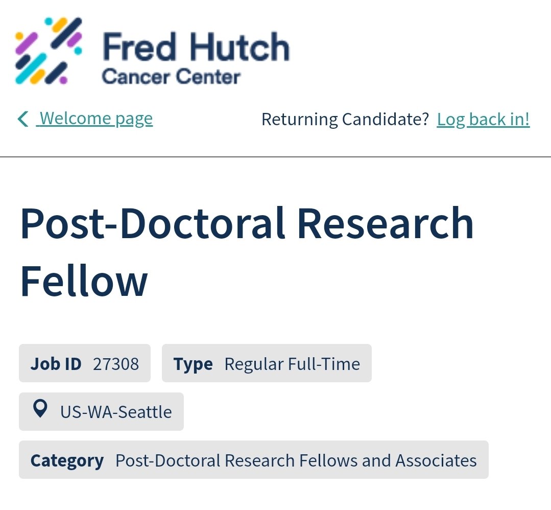 🚨 Research Position 🚨 ⚕️Postdoctoral Research Fellow, Oncology 🏥 Fred Hutch Cancer Center Full description 👇🏼careers-fhcrc.icims.com/jobs/27308/pos… Bookmark 🔖to apply later #imgmatch #MedEd #MedTwitter #MedStudentTwitter #IMG #IMGs #MatchDay #MATCH24 #MATCH25 #UnMatched
