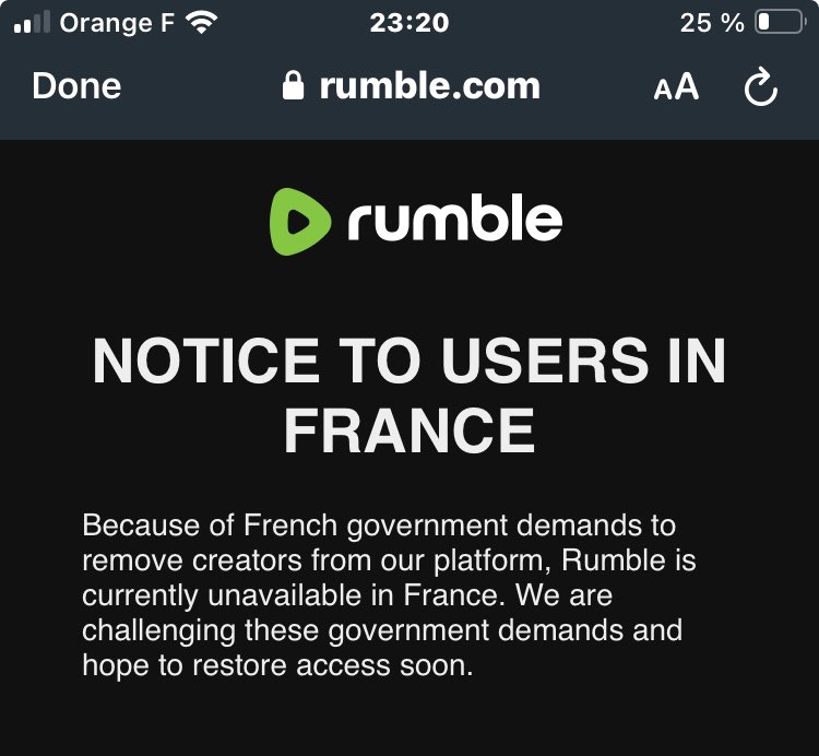 @MattWallace888 rumble is blocked in France 🇫🇷 !