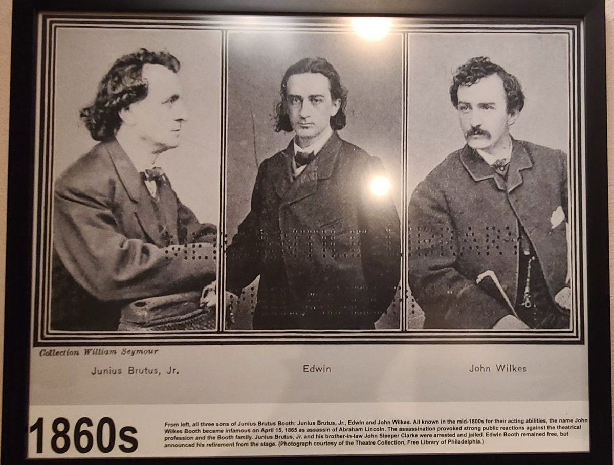 MsPenningtonARK's tweet photo. Been going to @WalnutStTheatre my whole life and never noticed this pic of Wilks Booth on the wall! Probably my recent viewing of @TobiasMenzies in Manhunt on @AppleTV made me more aware. https://t.co/DCeHMETtZM