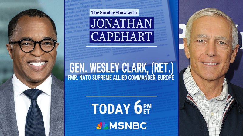 COMING UP: The House finally passed critical Ukraine aid after months of deliberation and division. Former NATO Supreme Allied Commander @generalclark joins the #sundayshow with what must happen next to keep Putin and other autocrats in check. 6 pm ET on @MSNBC