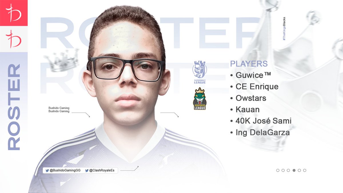 Bushido Gaming (@bushidogaminggg) on Twitter photo Presentación Roster!
Estamos de vuelta para jugar <a href="/CR_Supremacy/">Supremacy League</a>, con estrategia, habilidad y trabajo en equipo, buscaremos conquistar la arena y llegar a la cima! 🚀
🇦🇷 <a href="/axel_coria/">Axel Coria </a>
🇳🇮 <a href="/Owen_Gonzalez21/">㋖ Owstars ㋖</a>
🇧🇷 <a href="/guwice/">Guwice™</a>
🇧🇷 <a href="/DemiurgoV/">;)</a>
🇲🇽 <a href="/MizTerioSo/">Josᥱ́ Goᥒzᥲ́ᥣᥱz</a>
🇲🇽 @yoryidlg Presentación Roster!
Estamos de vuelta para jugar <a href="/CR_Supremacy/">Supremacy League</a>, con estrategia, habilidad y trabajo en equipo, buscaremos conquistar la arena y llegar a la cima! 🚀
🇦🇷 <a href="/axel_coria/">Axel Coria </a>
🇳🇮 <a href="/Owen_Gonzalez21/">㋖ Owstars ㋖</a>
🇧🇷 <a href="/guwice/">Guwice™</a>
🇧🇷 <a href="/DemiurgoV/">;)</a>
🇲🇽 <a href="/MizTerioSo/">Josᥱ́ Goᥒzᥲ́ᥣᥱz</a>
🇲🇽 @yoryidlg
