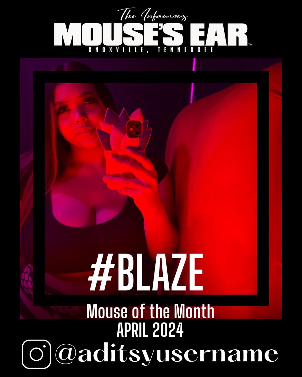 This is our Mouse of the Month - BLAZE! 
She has an incredible sense of humor and LOVES Hall & Oates! 
If you haven't had a chance to meet her, make today the day you do! 
.
.
.
#MousesEar #Knoxville #Spotlight #MouseofTheMonth #TheBigCheese  #Entertainers #KnoxvilleNightlife ...