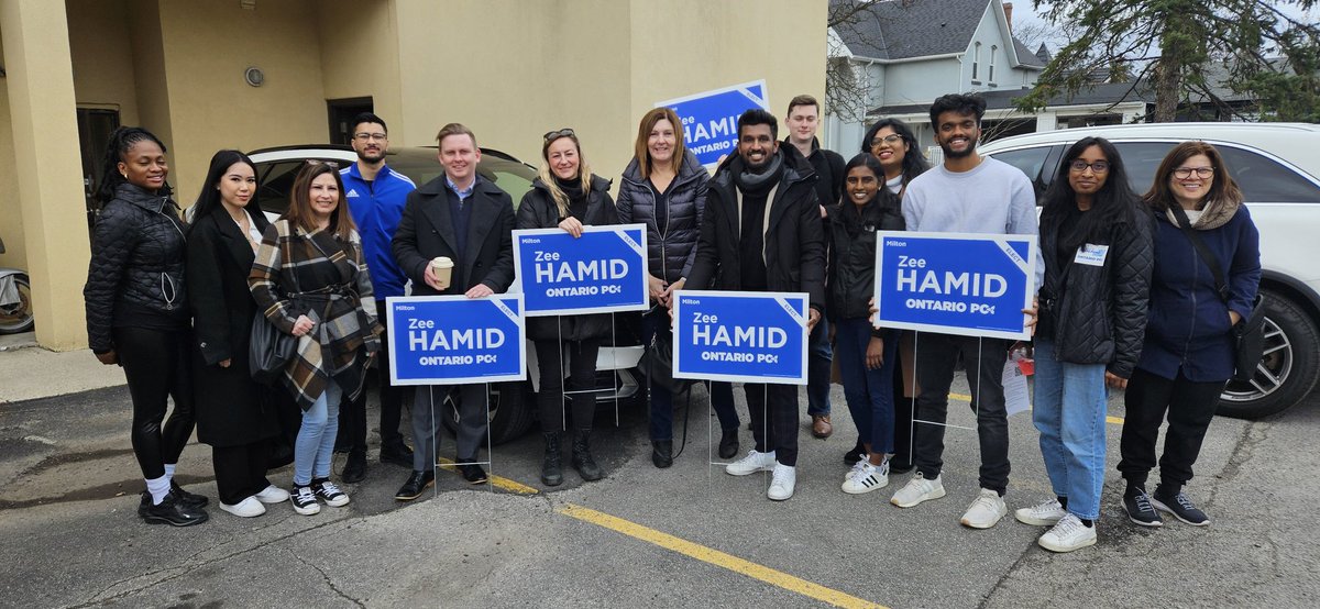 Vote Zee Hamid! 🗳 We are out in Milton today in support of @zeeinmilton the PC Candidate in the upcoming by-election. Advanced Polls are open starting today until April 26th in Milton!