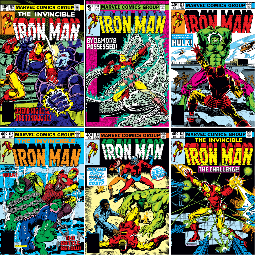 Iron Man #129-134 cover dated December 1979-May 1980.