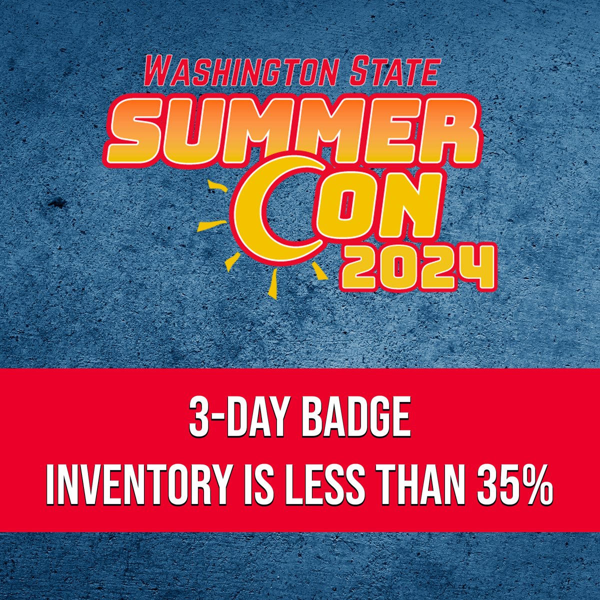 We are TWO MONTHS AWAY!!! 3-Day Badge inventory is getting low quicker than ususal. For reference, we had 68% remaining this time last year, and currently, we have less than 35% left to sell for 2024. These will sell out this year, so don't wait. We have one final push of a…