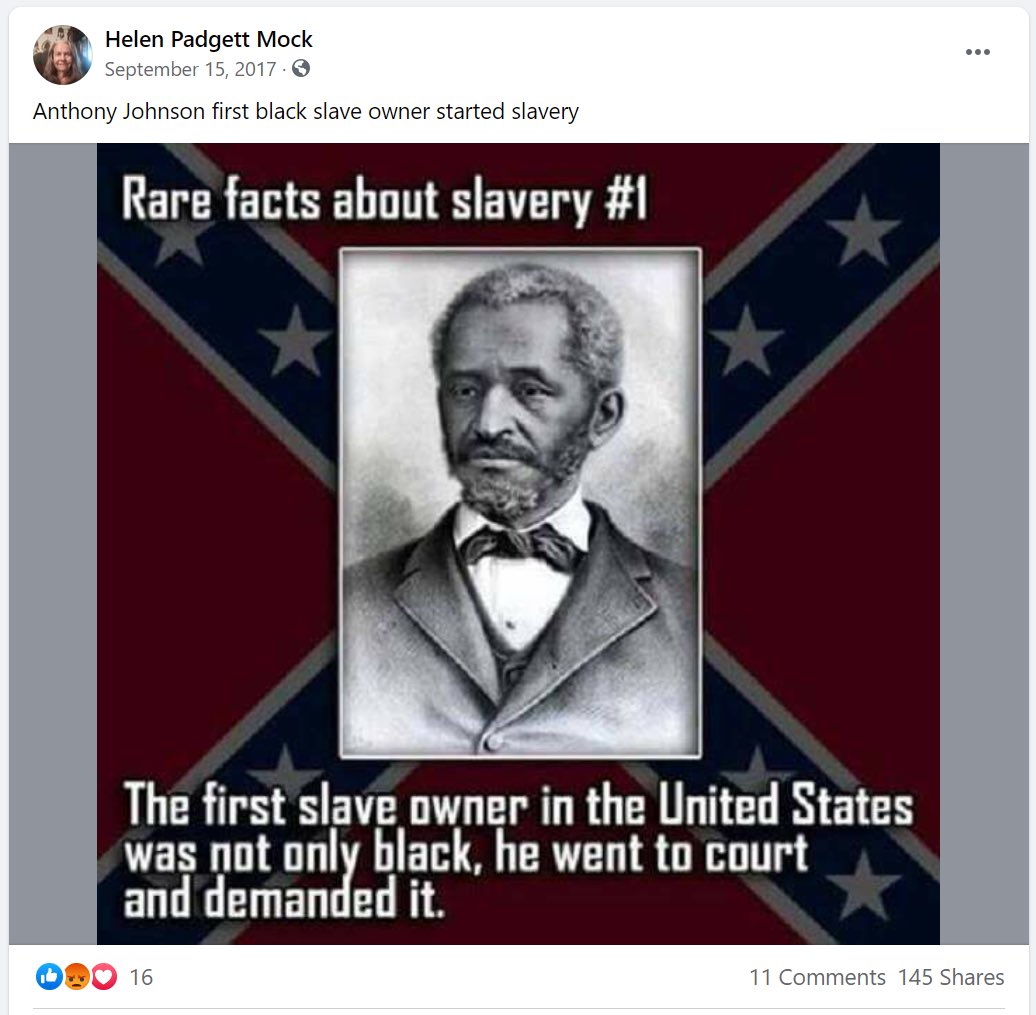 This is what you call Lost Cause Strategy my friends. They are trying to rewrite history to comfort their fragility. He had indentured servants and the United States wasn’t a country because he died in 1670.