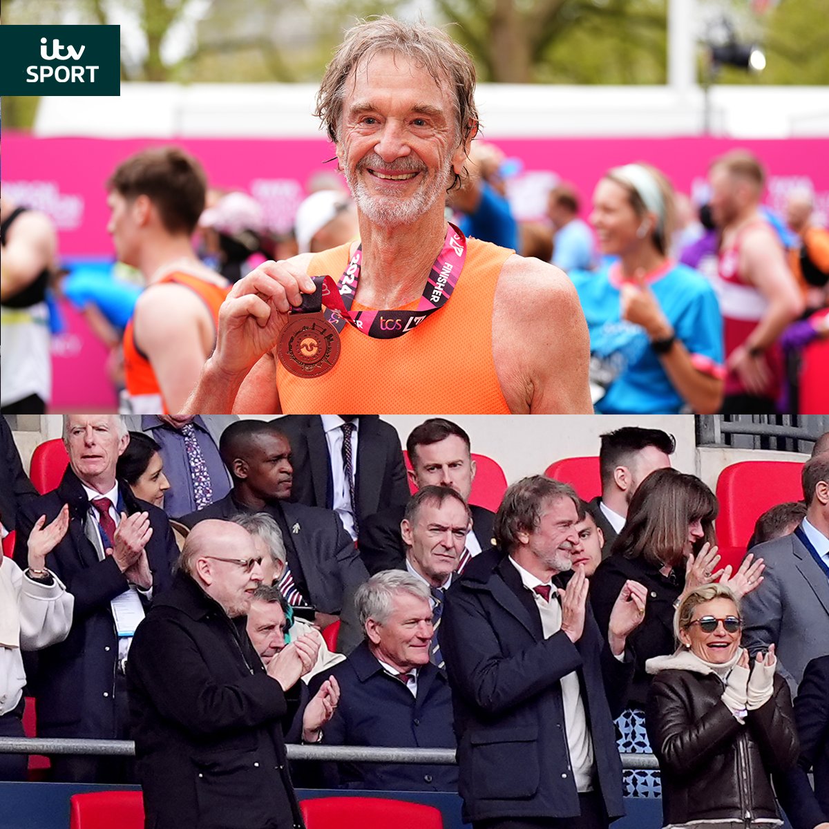 A Sunday to remember for Sir Jim Ratcliffe 😅 🕝 Completes @LondonMarathon in 04:30:52 🏅 🕞 Travels to Wembley to watch @ManUtd reach their 22nd FA Cup Final 🏟️ #EmiratesFACup | #LondonMarathon