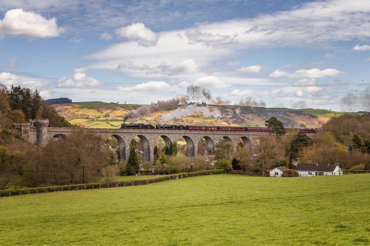 Steaming across Knucklas Viaduct A pair of 'Black 5s' 44871 and 45407 'The Lancashire Fusilier' haul the Eighth day of The Great Britain XVI on the Heart of Wales Line, not something I was expecting to see over the weekend!