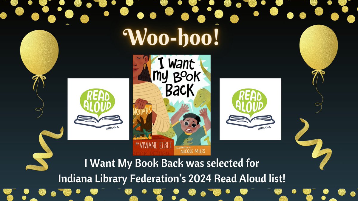 Super happy that I Want My Book Back was selected for @ilfonline Indiana Library Federation's 2024 Read Aloud list! See the whole list of books that made their list here: ilfonline.org/assets/docs/_R… See where to buy here: vivianeelbee.com/where-to-buy.h…