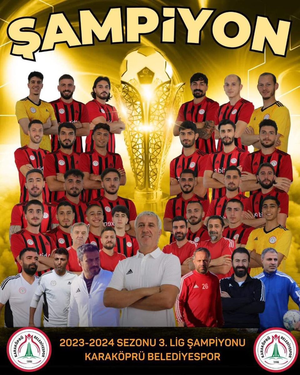 TFF 3. Lig'de Sezonu Şampiyon Olarak Tamamlayan ve 2. Lig'e Yükselmeyi Başaran Karaköprü Belediyesporumuzu Tebrik Ediyorum.Takımımıza Başarılarının Devamını Diliyorum. 🏆 👏<a href="/KARAKOPRUBLDSK/">Karaköprübldspor</a>